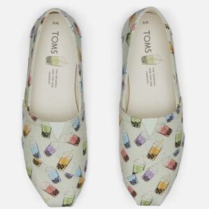 TOMS Limited Edition Bubble Tea Print Classic Slip On Flats Size 8